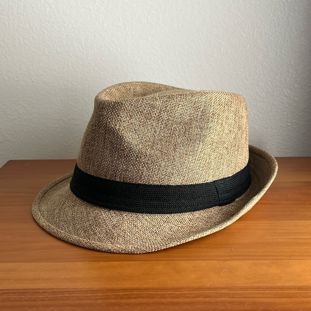 BDG natural woven texture fedora hat with black band